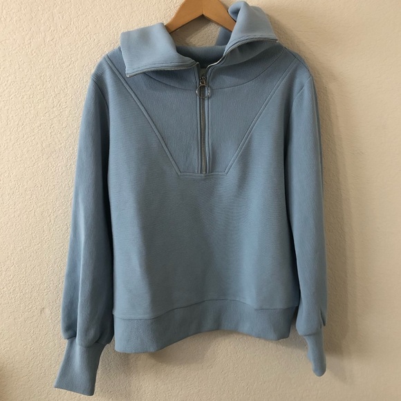 Varley Sweaters - Varley Vine Half Zip Pullover in Dusty Blue Ottoman - Size Medium